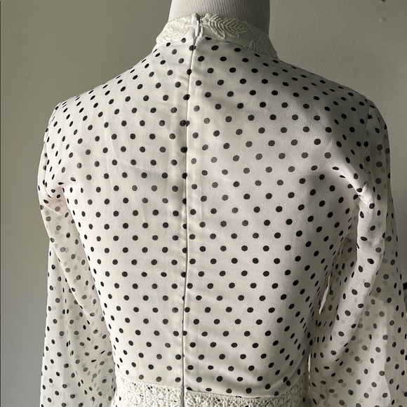 ASOS White Long Sleeve Polka Dot Dress - Picture 6 of 9